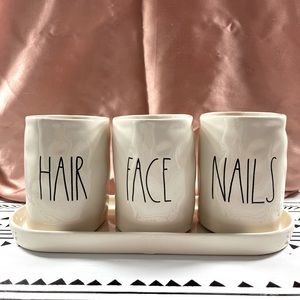 Rae Dunn 3 holder Makeup/ hair accessory holder